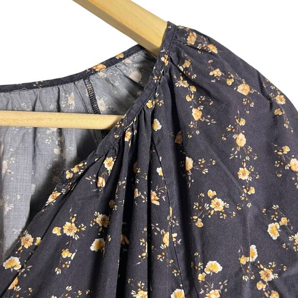 Rails Sal Black Floral Print Long Sleeve Midi Dress Size Medium - Picture 9 of 14